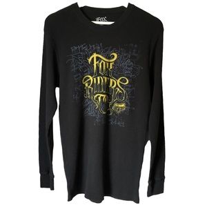 FOX Long Sleeve Waffle Weave Shirt With Logo Women’s Size Large in Black